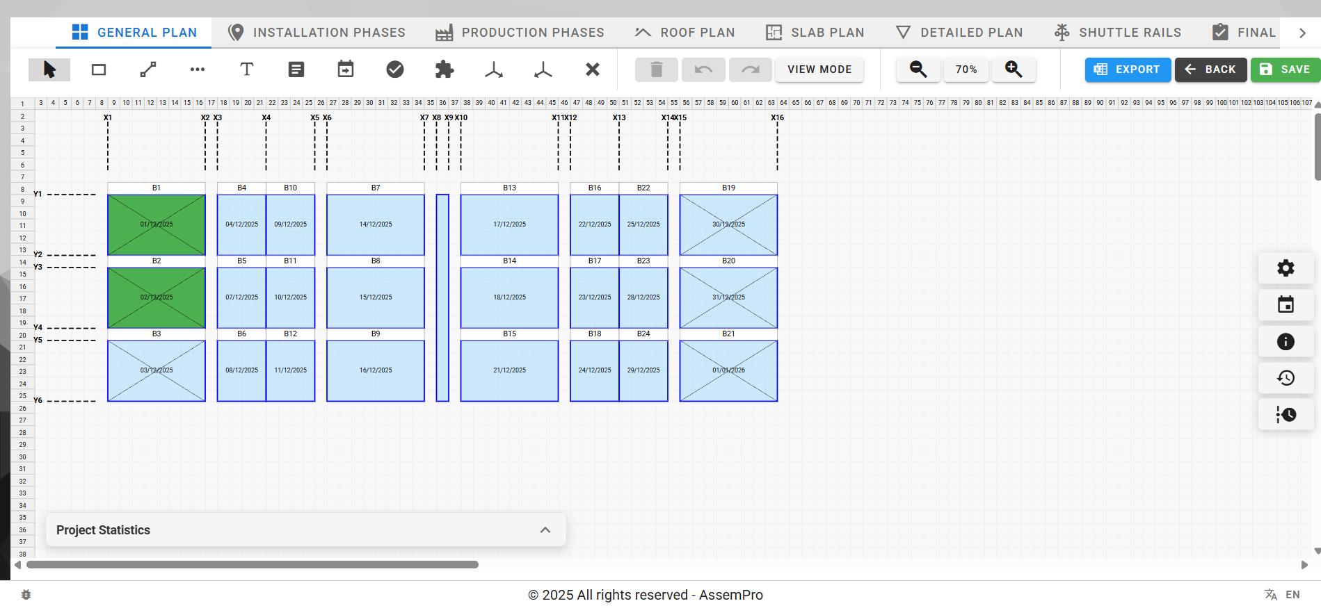 AssemPro Construction Management System - Visual Grid Editor Interface