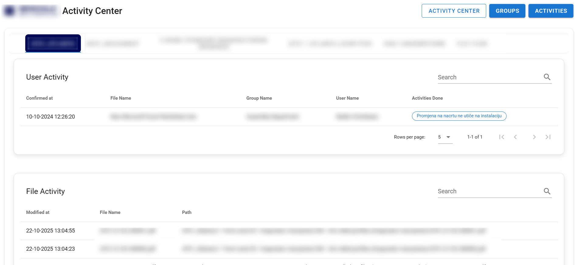 SharePoint Integration & Activity Tracking System - Document sync dashboard